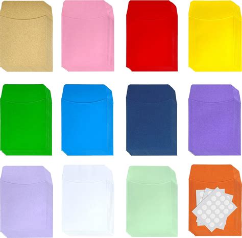 Amazon 120 Pieces Colorful Small Envelopes Library Card Pockets