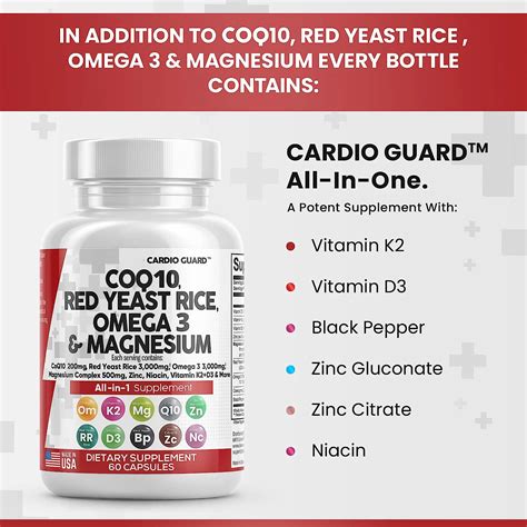 Coq10 Capsules Red Yeast Rice Omega 3 Magnesium Complex Niacin Zinc