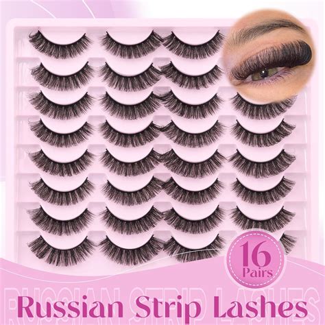 Short Lashes Natural Look False Eyelashes Thick Fluffy Faux Mink Lashes Pack Wispy Strip Fake ...