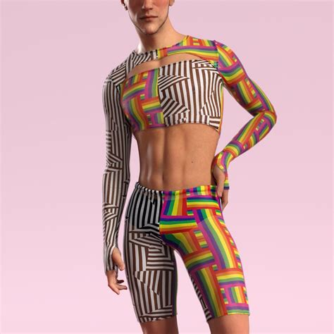 Mesh Pride Set Men Rainbow Set Gay Set Pride Set LGBTQ Set Festival Men Set Rave Mesh Set