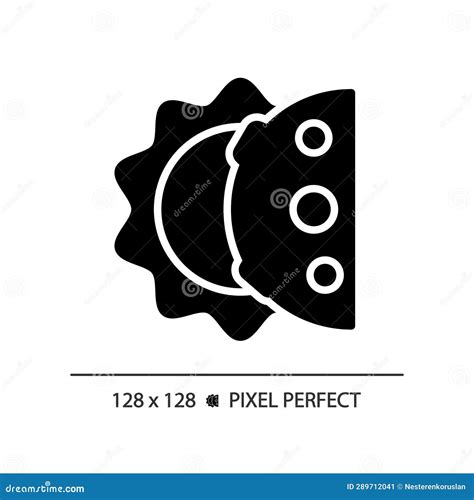 Solar Eclipse Pixel Perfect Black Glyph Icon Stock Illustration