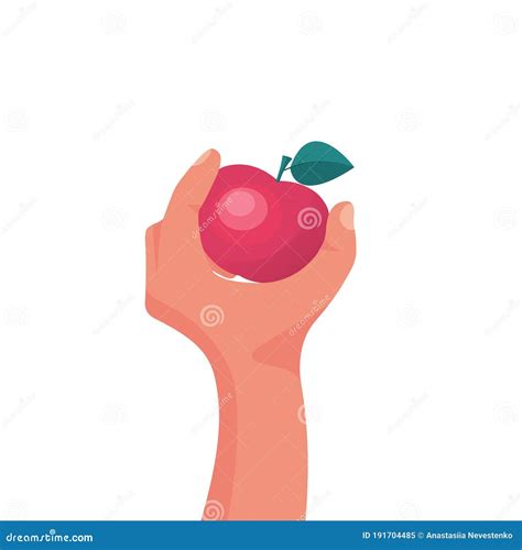 Man Holding A Red Apple In Hand Healthy And Wholesome Fruit Concept