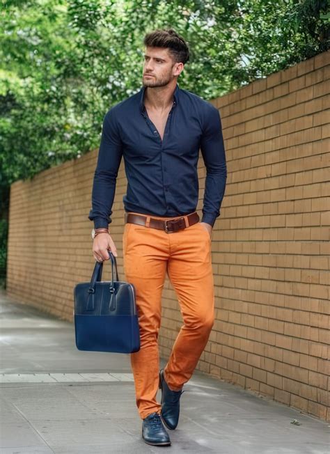 21 Men Outfits With Orange Pants Styleoholic