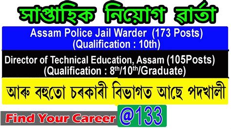 Assam Job News Episode 133 Latest Assam Job Notifications Find