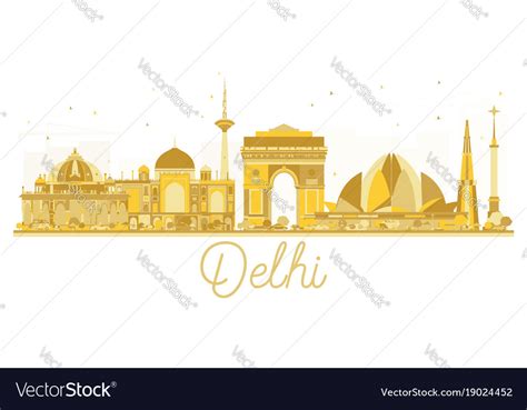 Delhi India City Skyline Golden Silhouette Vector Image