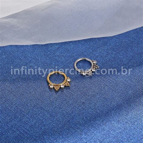 Piercing Argola Segmento Articulado A O Cir Rgico Pedras Strass