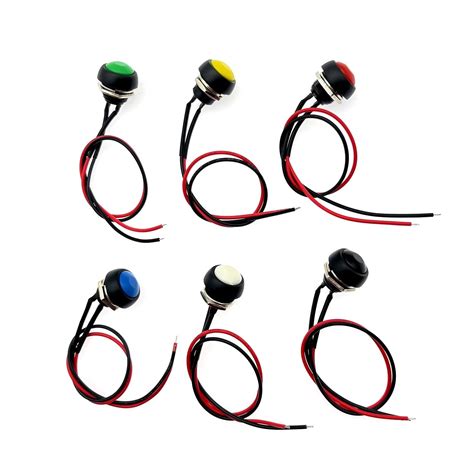 JZK 6pcs 12mm Waterproof Momentary Push Button Switch 2pin ON OFF