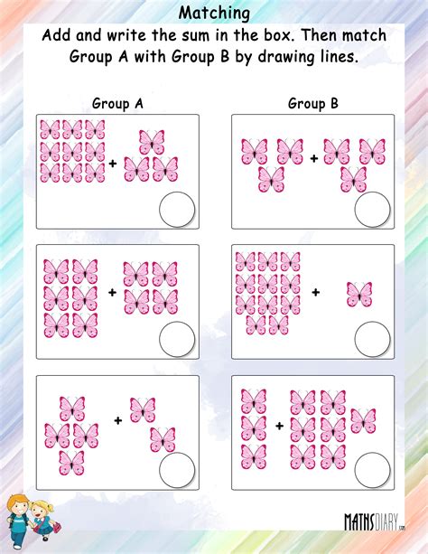 Adding And Matching The Sets Math Worksheets