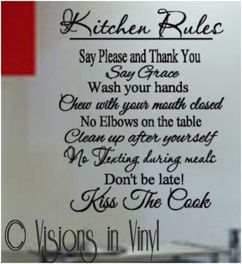 Kitchen Rules Decal Kitchen Rules Vinyl Wall Art Vinyl Wall