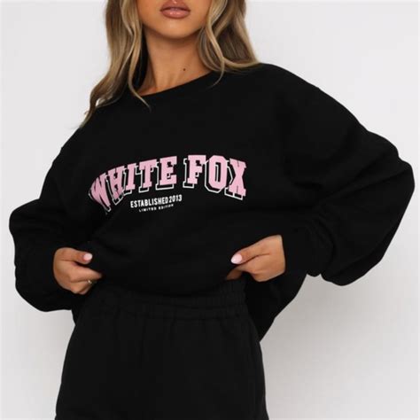 White Fox Jumper Basic Logo White Fox Jumper Pink Depop