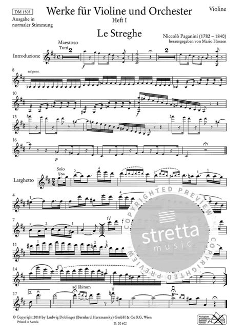 Werke F R Violine Und Orchester Von Niccol Paganini Im Stretta