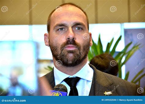 Eduardo Bolsonaro S Face In An Interview At Cpac Brasil In Campinas