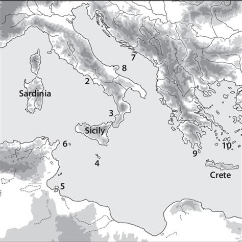 1. Map of the Mediterranean showing location of the islands discussed ...