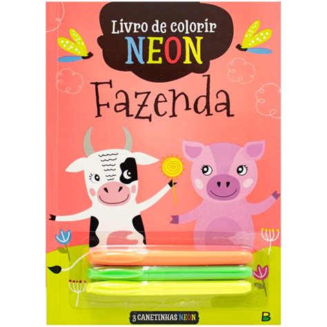 Livro De Colorir Neon Fazenda Todo Livro Papellotti