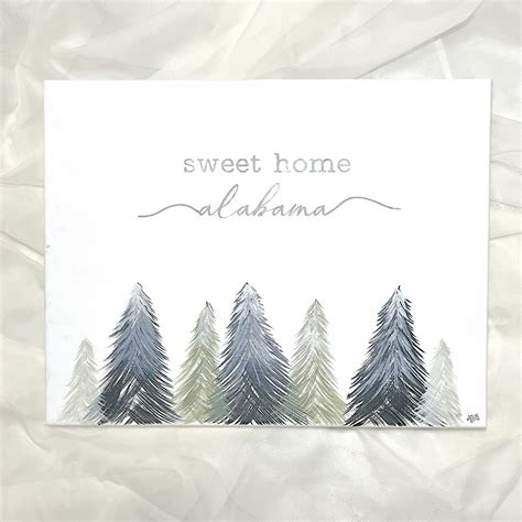 Christmas Art Print Sweet Home Alabama Handpainted Winter Artwork Alabama Christmas Gifts ...