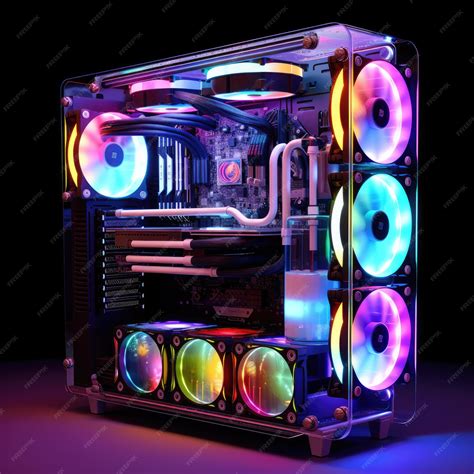 Premium AI Image | Modern style gaming pc with water cooling and lights ...