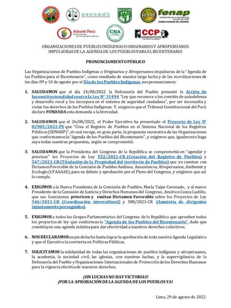 Iids Organizaciones De Pueblos Ind Genas U Originarios Y Afroperuanos