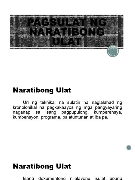 Pagsulat Ng Naratibong Ulat Pdf