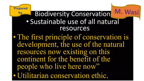 Biodiversity Conservation Principles And Characteristics By Muhammad Wasi University Of