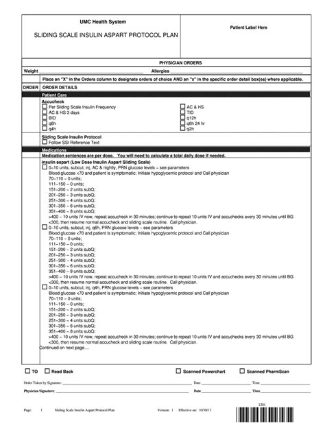 Fillable Online Sliding Scale Insulin Aspart Protocol Plan Fax Email