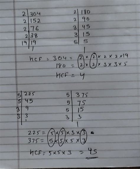 1 Find The HCF Of The Following Set Of Numbers By Prime Factorisation