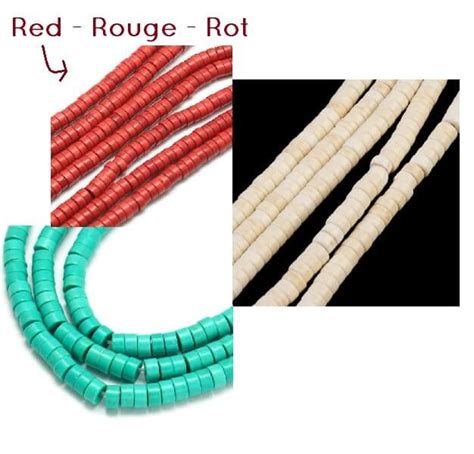 Perles Heishi Rouge brique turquoise reconstituée 4x2mm 39cm vendu par