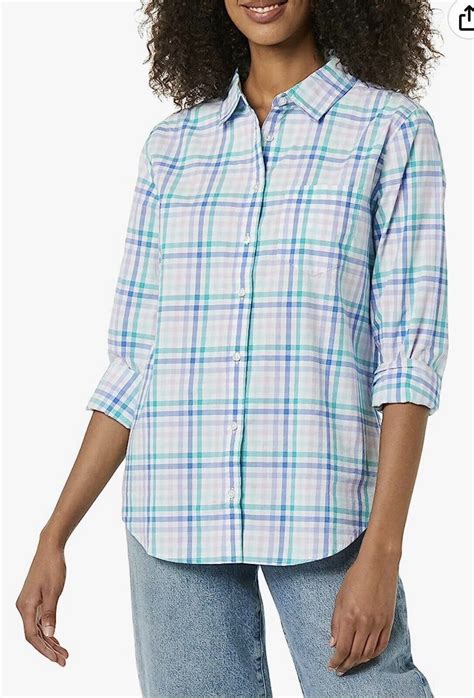 Amazon Essentials Womens Classic Fit Long Sleeve Button Down Poplin