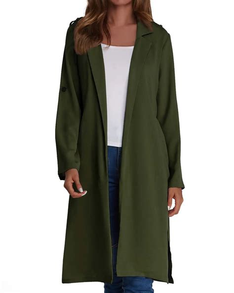 Women Spring Autumn Coats Zanzea Solid Full Sleeve Outerwear Long