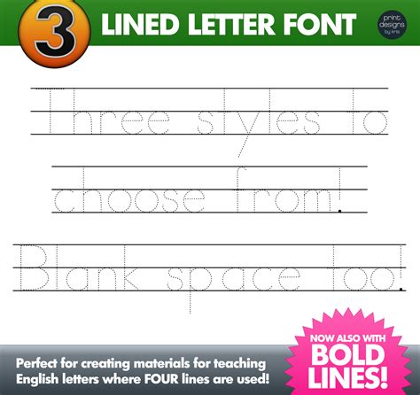 Three Lines Alphabet Letter Tracing Font Teach Letter Formation