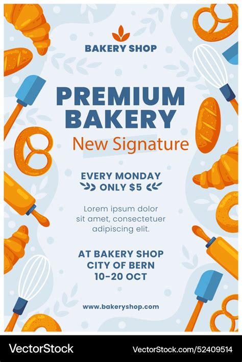 Hand Drawn Bakery Shop Poster Template Royalty Free Vector