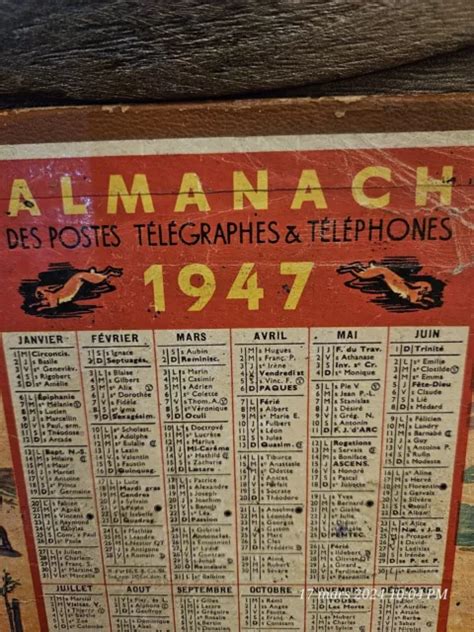 Ancien Calendrier Almanach Des Postes Et T L Graphes Eur