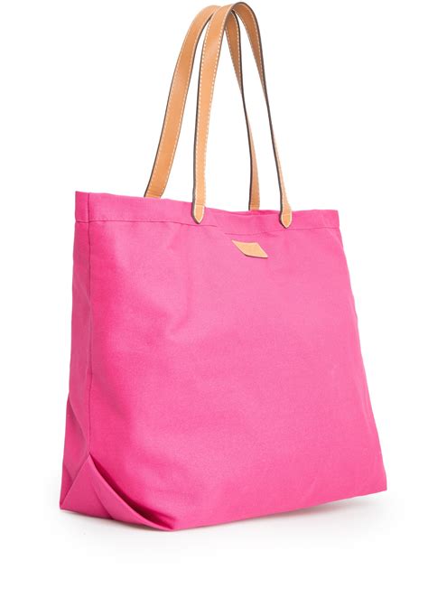 Mango Canvas Shopper Bag In Pink Lyst