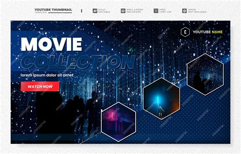 Premium Vector | Youtube thumbnail template of movie collection