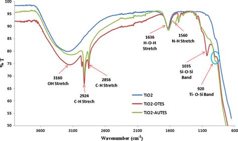 Ftir Spectra Of Bare Tio2 And Silane Functionalized Tio2 Nanoparticles