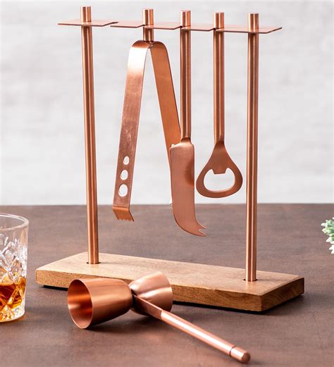 Buy Exquisite Rose Gold Stainless Steel Set Of 5 Bar Tool Set With