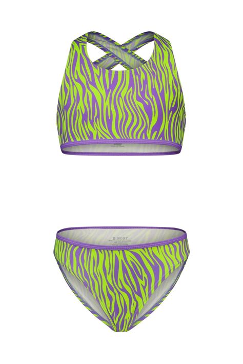 B Nosy Meisjes Bikini AOP Active Zebra Groen Dekinderkledingwinkel Nl