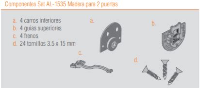 Sistema Corredizo Para Mueble Kit Al Madera Herrajes Diagonal