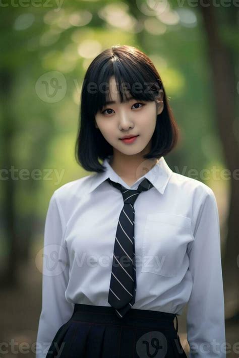 Beautiful Asian School Girl With Delicate Face Ai Generative 31585448