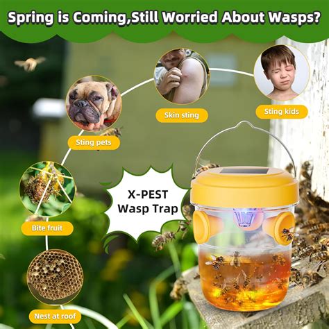 Wasp Traps Outdoor Hanging Solar Powered Bee Traps Wasp Deterrent