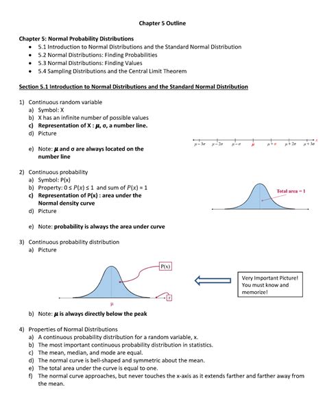 Chapter 5 Statistics Notes Chapter 5 Outline Chapter 5 Normal