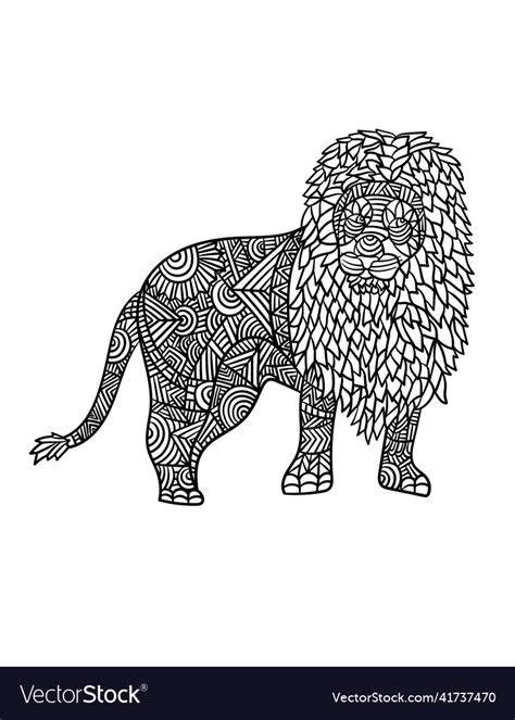 Lion mandala coloring pages for adults Royalty Free Vector