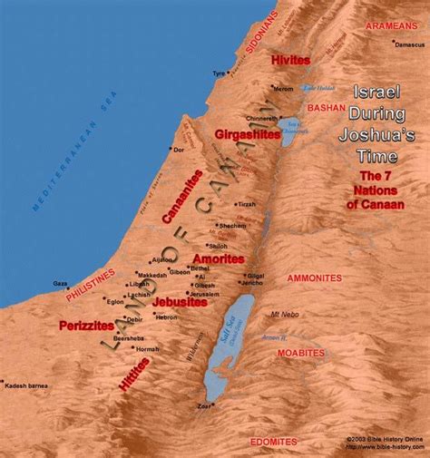 Map Of The 7 Nations Of Canaan Bible History