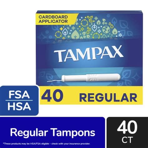 Tampax Regular Absorbency Unscented Cardboard Applicator Tampons 40 Ct