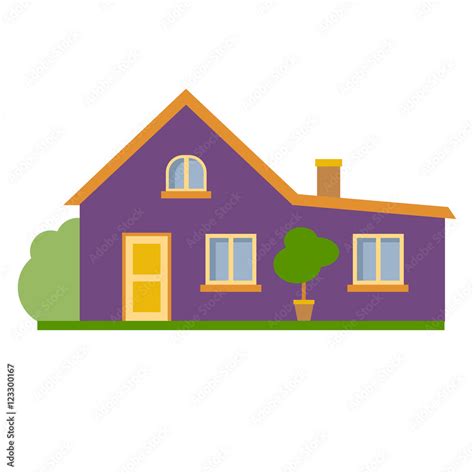 Isolated Cartoon House Simple Suburban House Concept Of Real Estate