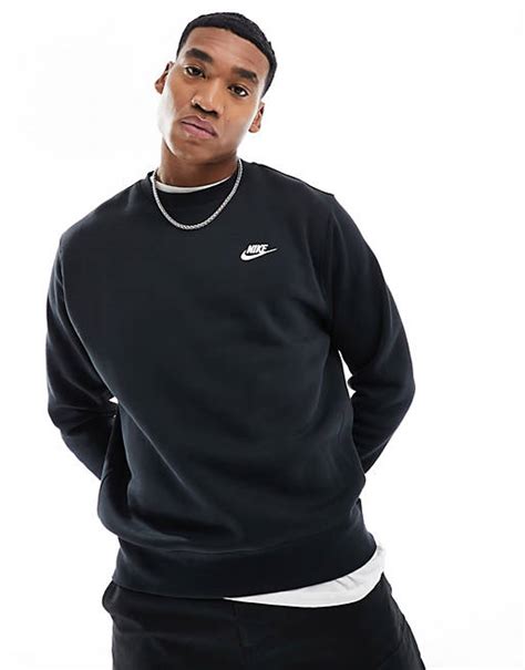 Nike Club Crew Neck Sweatshirt In Black Asos