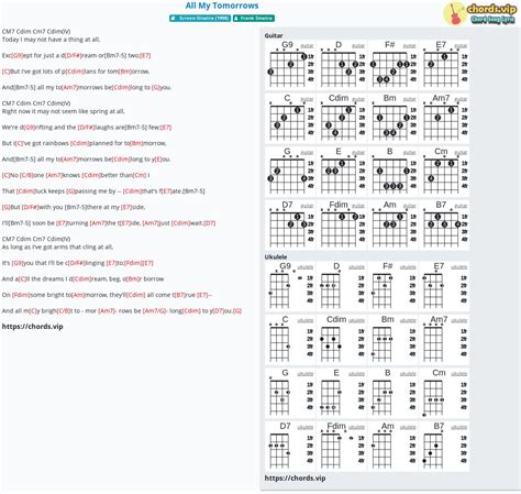 Chord: All My Tomorrows - tab, song lyric, sheet, guitar, ukulele | chords.vip