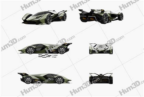 Lamborghini V12 Vision Gran Turismo 2021 Blueprint Template - 3DModels.org