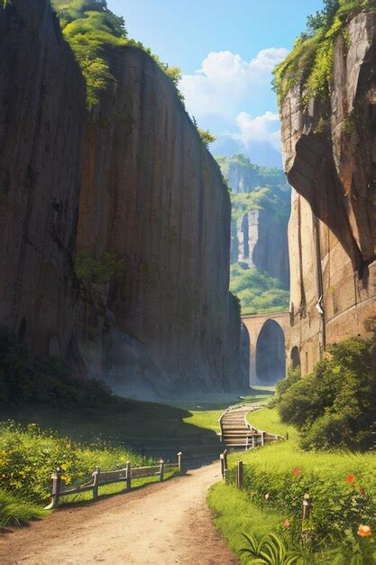 Premium Photo | Cartoon anime game scene illustration landscape ...