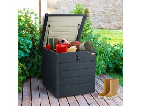 Coffre De Rangement M Tal Verrouillable Gris Anthracite Pour Jardin