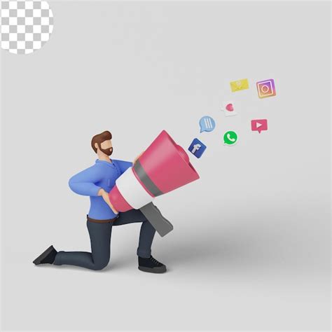 Ilustración 3d concepto de marketing en redes sociales Archivo PSD